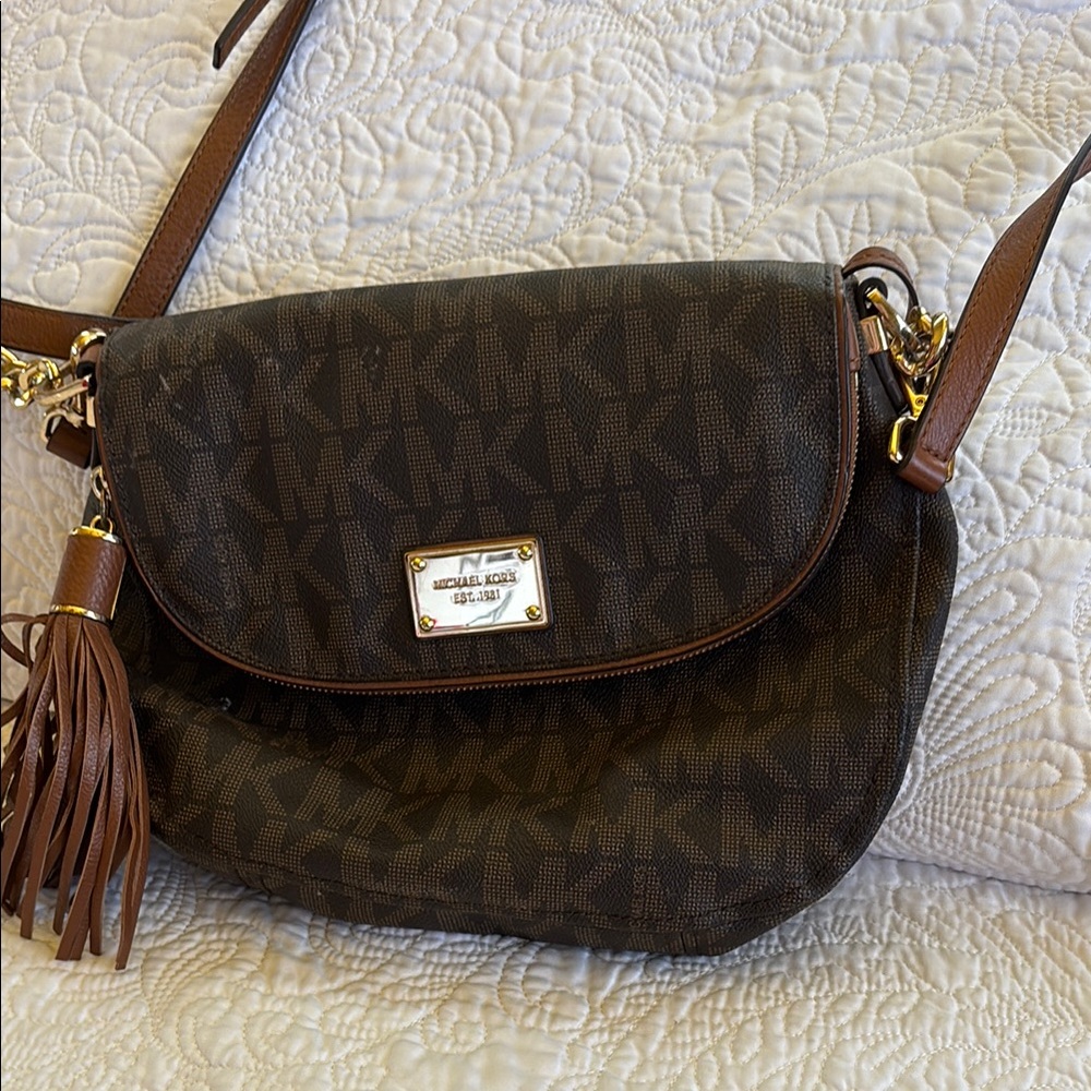 Michael Kors Dark Brown (new never used ) Crossbody Bag with Tassel